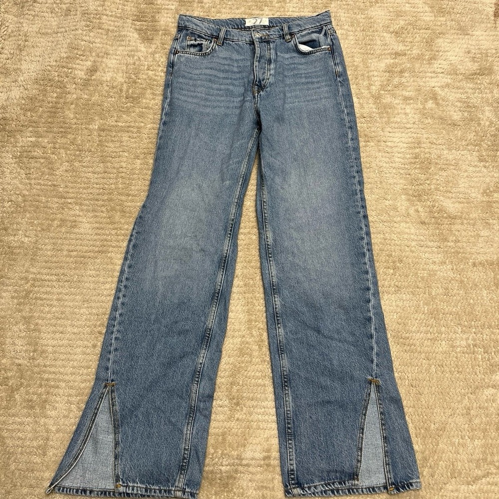 Free People Women's We The Free High Waist Slit Hem Straight Jeans Size 27